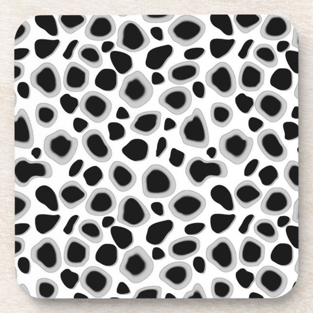 Dessous-de-verre Empreinte de léopard - noir et blanc (Devant)