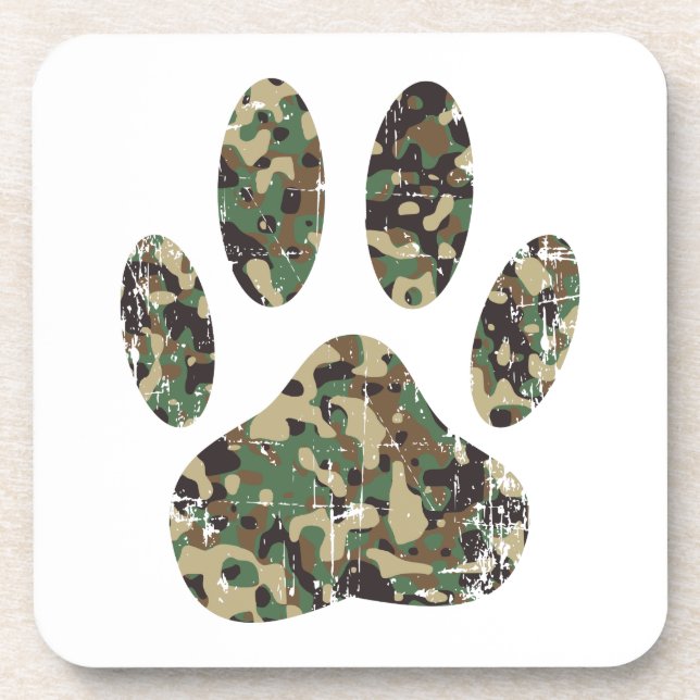 Dessous-de-verre Empreinte de patte de chien Camo en détresse (Devant)
