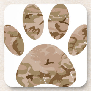 Dessous-de-verre Empreinte de patte en détresse de Camo Dog du dése