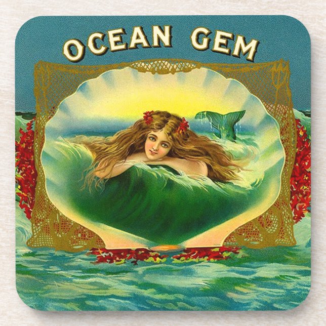 Dessous-de-verre Empreinte étiquette cigare de sirène Ocean Gem (Devant)