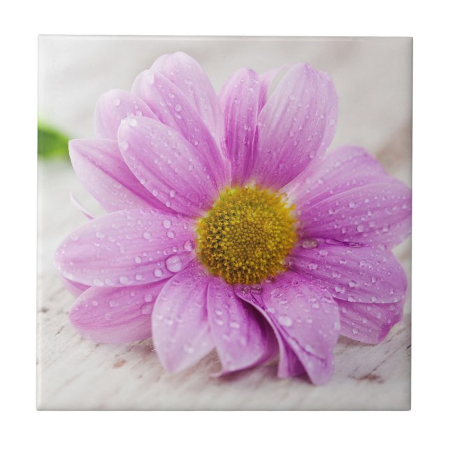 Dessous de verre en carreau de céramique fleur de  (Devant)