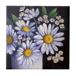 Dessous de verre en carreaux de céramique à fleurs