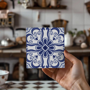 Dessous de verre en carreaux de Lisbonne bleu et b