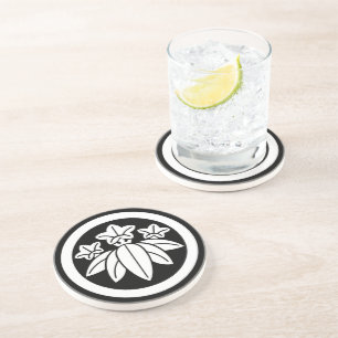 DESSOUS DE VERRE EN GRÈS 丸 に 笹 龍 胆