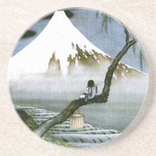 Dessous De Verre En Grès 北 斎 Boy & Mt Fuji Art