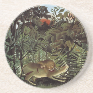 DESSOUS DE VERRE EN GRÈS 飢えたライオン