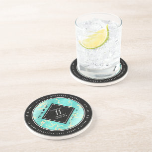 Dessous De Verre En Grès 11ème anniversaire de Mariage turquoise