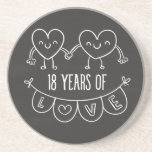 Dessous De Verre En Grès 18th Anniversary Gift Chalk Hearts<br><div class="desc">Cute two doodle hand drawn heart 18th year anniversary design.</div>