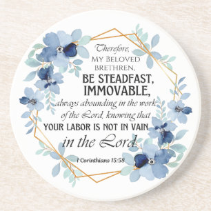 Dessous De Verre En Grès 1 Corinthiens 15:58 Inspirational Verse Floral