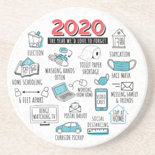 Dessous De Verre En Grès 2020 COVID Quarantine Activités Commémoratives