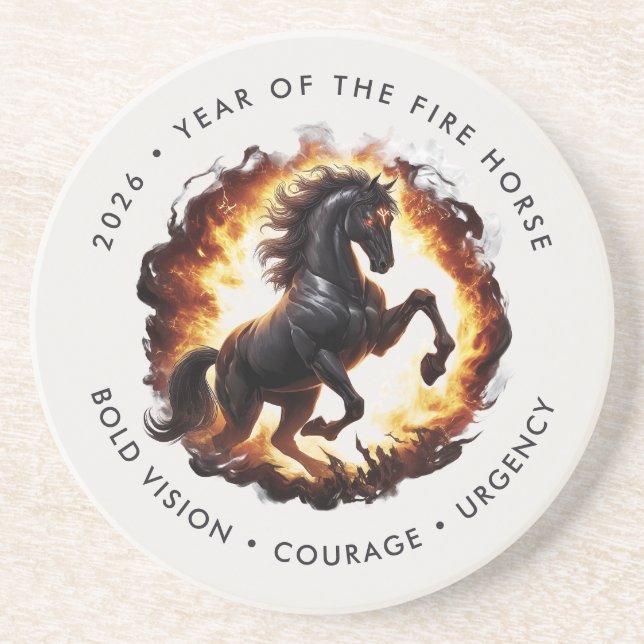 Dessous De Verre En Grès 2026 Year of the Fire Horse Motivational (Devant)