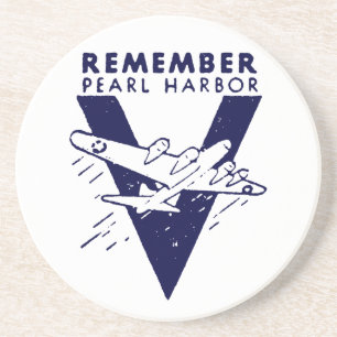 Dessous De Verre En Grès 2ÈME GUERRE MONDIALE Blue Se souvenir Pearl Harbou