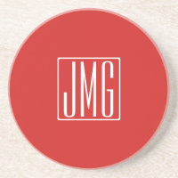 3 Initiales Monogramme | Rouge et blanc (ou couleu