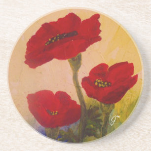 Dessous De Verre En Grès 3 pavots
