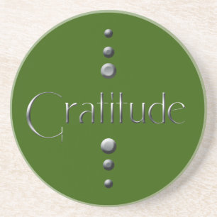 Dessous De Verre En Grès 3 points Argent Bloc Gratitude et Arrière - plan