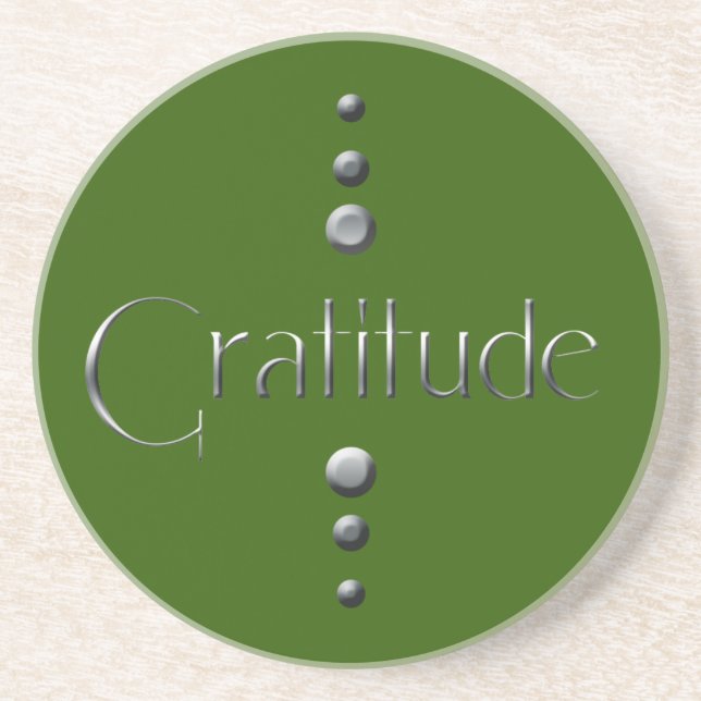 Dessous De Verre En Grès 3 points Argent Bloc Gratitude et Arrière - plan v (Devant)