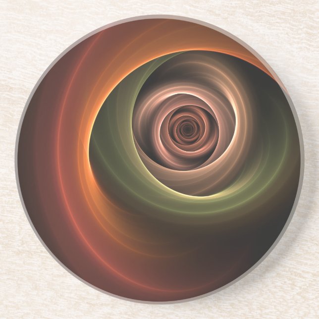 Dessous De Verre En Grès 3D Spirale Abstraite couleurs chaudes Art fractal  (Devant)