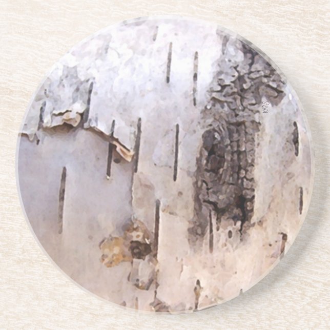 Dessous De Verre En Grès 3D White Birch (Devant)