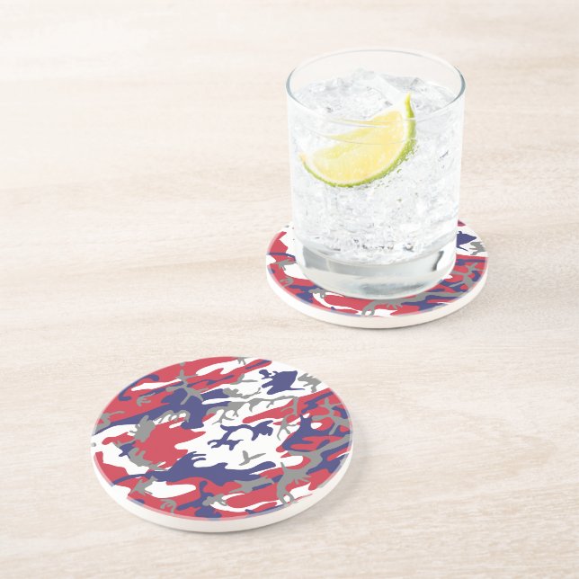 Dessous De Verre En Grès 4 juillet, Jour de l'Indépendance, Gris Camouflage (Côté)