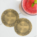 Dessous De Verre En Grès 50ème anniversaire du Mariage BlackMandala sur l'o<br><div class="desc">Commémorez votre 50e anniversaire de mariage avec ce design élégant,  un mandala noir orné sur une Image de texture or métallique. Ils sont ornés de diamants blancs pendant toutes les heures. Texte personnalisable en noir dans un cercle doré brillant.</div>