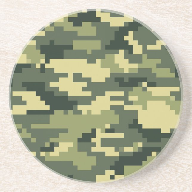 Dessous De Verre En Grès 8 Bit Pixel Digital Woodland Camouflage / Camo (Devant)
