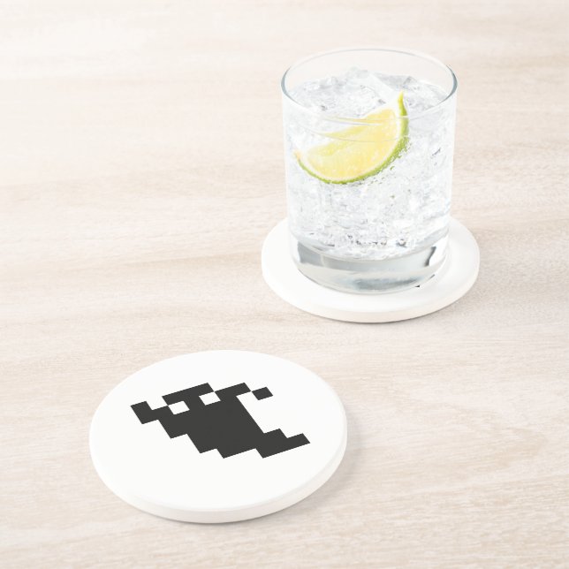 Dessous De Verre En Grès 8 Bit Pixel Ghost Shadow (Côté)