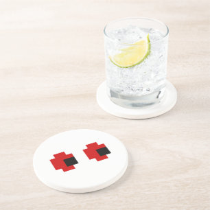 Dessous De Verre En Grès 8 bits Éffrayants yeux rouges