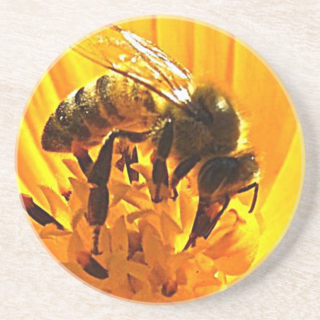 Dessous De Verre En Grès Abeille sur une fleur (Devant)