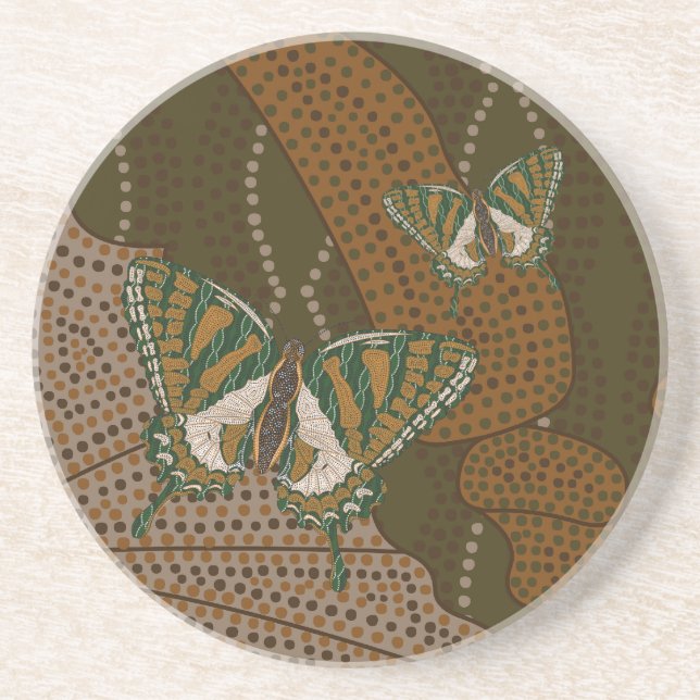 Dessous De Verre En Grès Aboriginal Swallowtail Coaster (Devant)