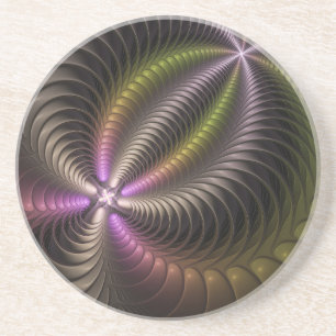 Dessous De Verre En Grès Abstrait brillant Trippy coloré 3D Fractal Art