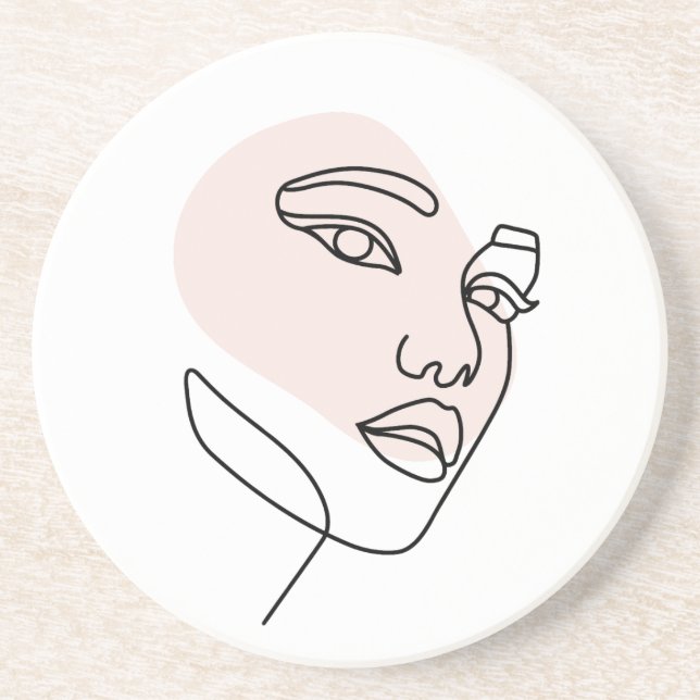 Dessous De Verre En Grès Abstrait minima féminin ligne simple art 2 (Devant)