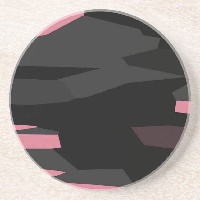 Dessous De Verre En Grès abstrait rose et noir (Devant)