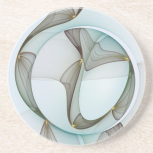 Dessous De Verre En Grès Abstrait Turquoise Brown Gold Elegance