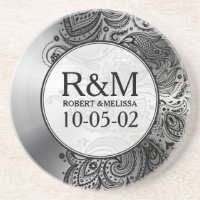 Acier gris inoxydable Look Black Paisley dentelle