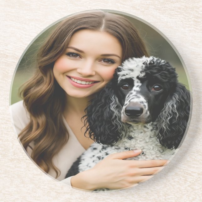 Dessous De Verre En Grès Add Poddle Photo Personalize Customize (Devant)