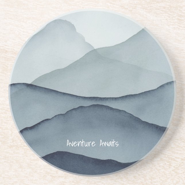 Dessous De Verre En Grès Adventure Awaits Watercolor Mountain (Devant)
