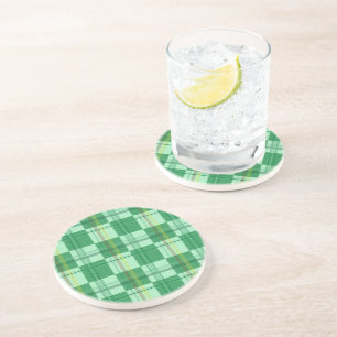 Dessous De Verre En Grès Aesthétique carreautée jaune menthe vibrant