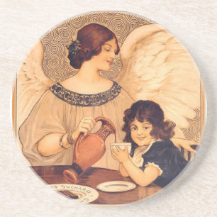 Dessous De Verre En Grès Affiche Antique d'Ange au Chocolat Français : Art