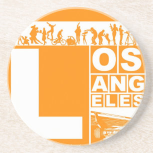 Dessous De Verre En Grès Affiche de Los Angeles dans la couleur orange