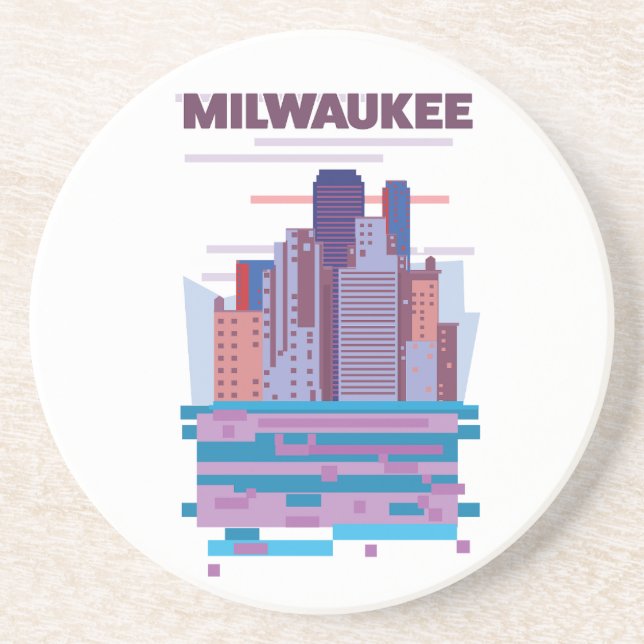 Dessous De Verre En Grès Affiche de voyage à Milwaukee (Devant)