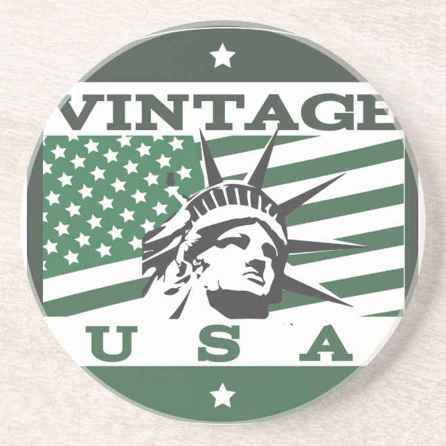 Dessous De Verre En Grès Affiche de voyage logo américain (Devant)