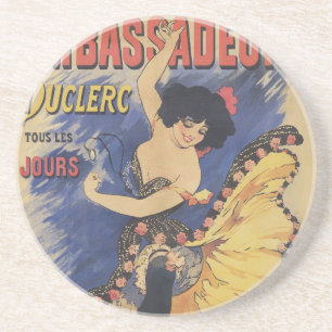 Dessous De Verre En Grès Affiche française vintage Art Nouveau Danseuse