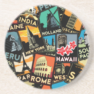 Dessous De Verre En Grès Affiches la rétro Europe vintage Asie Etats-Unis