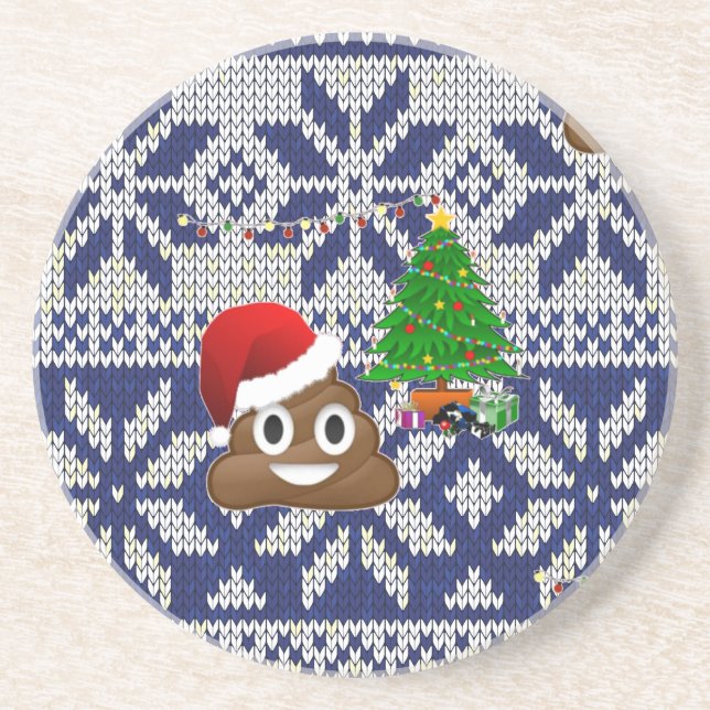 Dessous De Verre En Grès affreux pull-over de Noël émoji (Devant)