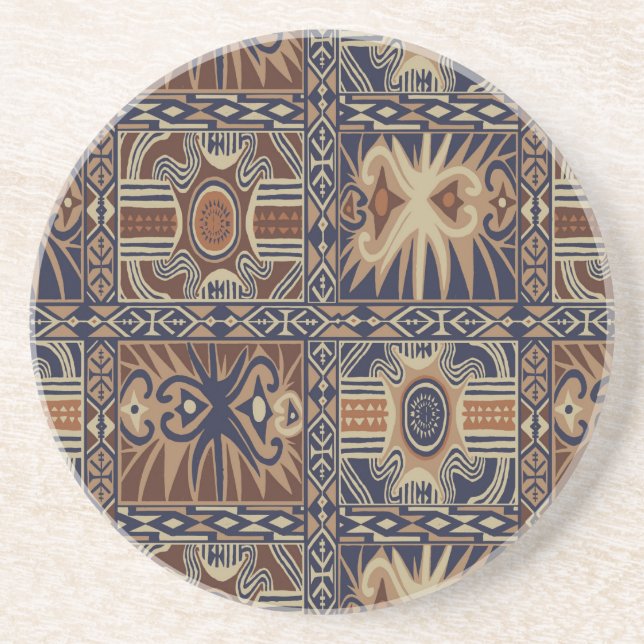 Dessous De Verre En Grès African Tribal Collage contemporain (Devant)