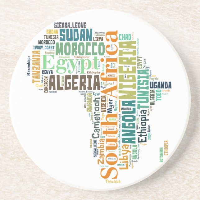 Dessous De Verre En Grès Afrique Word Art (Devant)