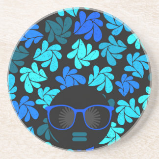 Dessous De Verre En Grès Afro Diva Bleu