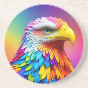 Dessous De Verre En Grès Aigle chauve aux couleurs de l'arc-en-ciel-65456