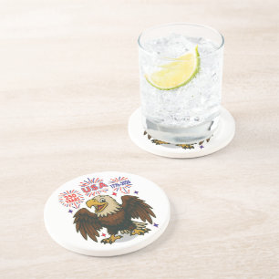 Dessous De Verre En Grès Aigle chauve avec feu d'artifice – États-Unis 250 