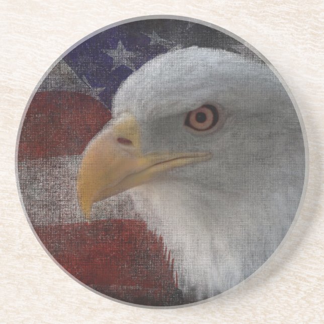 Dessous De Verre En Grès Aigle et drapeau patriotiques (Devant)
